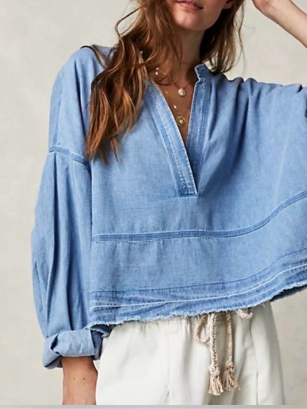 x We The Free Jude Denim Pullover In Vintage Indigo